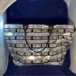 Victoria's Secret Shimmering Silver and Black Tote